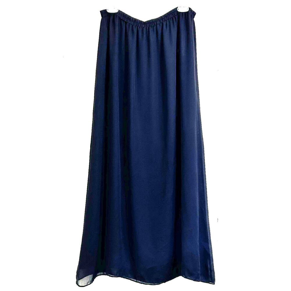 Draper's & Damon's Chiffon Pull-On Boho Maxi Skirt Size L Black Lightweight